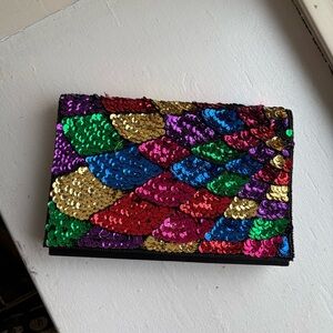Vintage rainbow sequin clutch crossbody